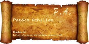 Patócs Achilles névjegykártya